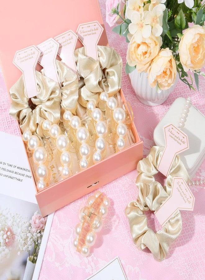 Aileam 12 Pcs Bridesmaid Proposal Gifts Bridesmaid Pear Hair Claw Clips Hair Scrunchies Bridal Shower Gifts Bachelorette Party Wedding Favors Present Hair Accessories for Women(Golden Series) - Image 5